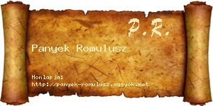 Panyek Romulusz névjegykártya